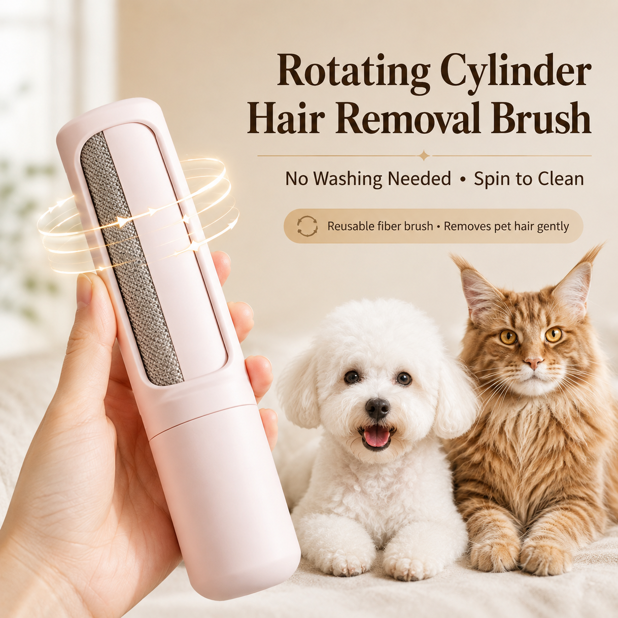 Reusable Self-Cleaning Pet Hair Remover Roller