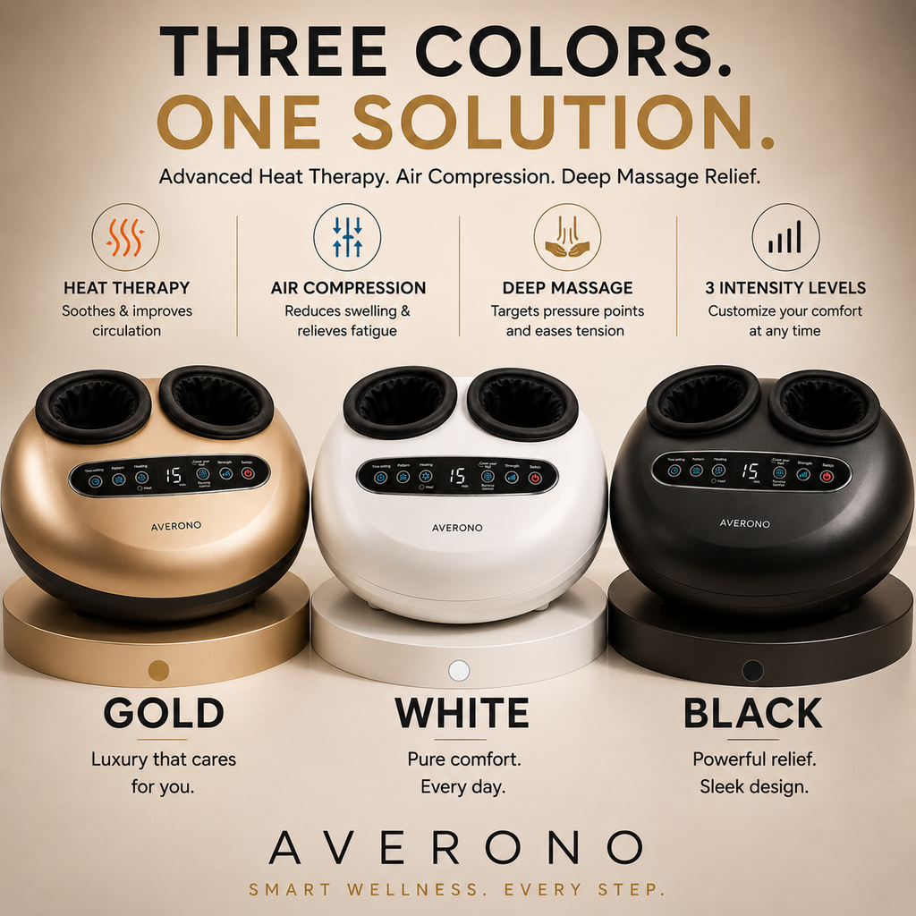 Heated Foot Massager with Air Compression, Kneading & Remote Control – Averono