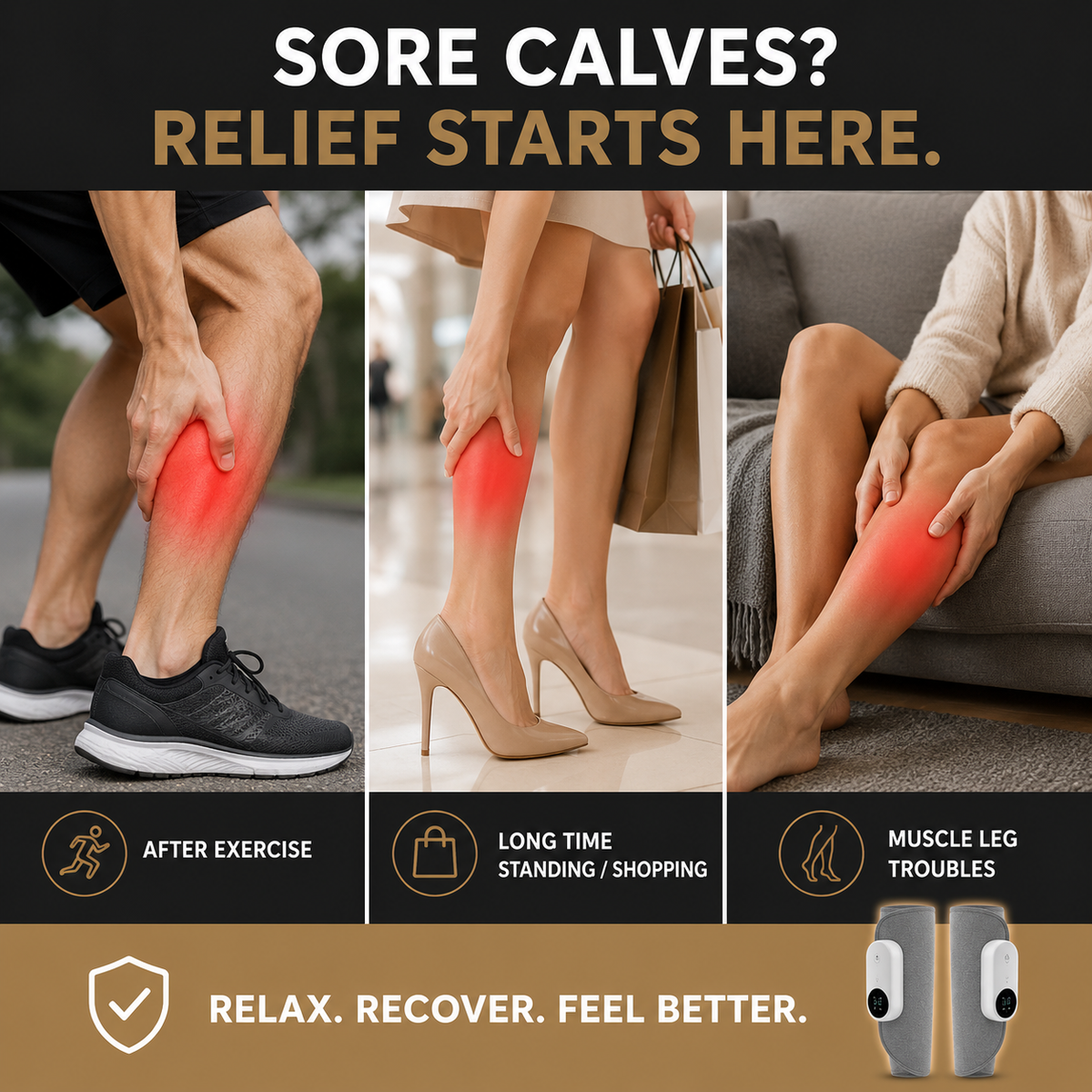 Heated Calf Massager with Air Compression & Vibration - Averono
