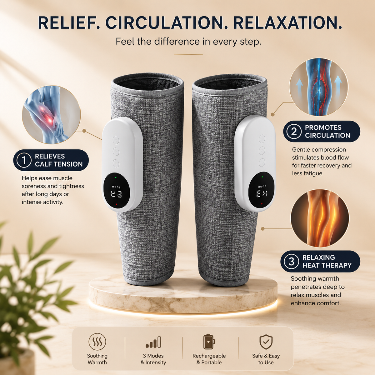 Heated Calf Massager with Air Compression & Vibration - Averono