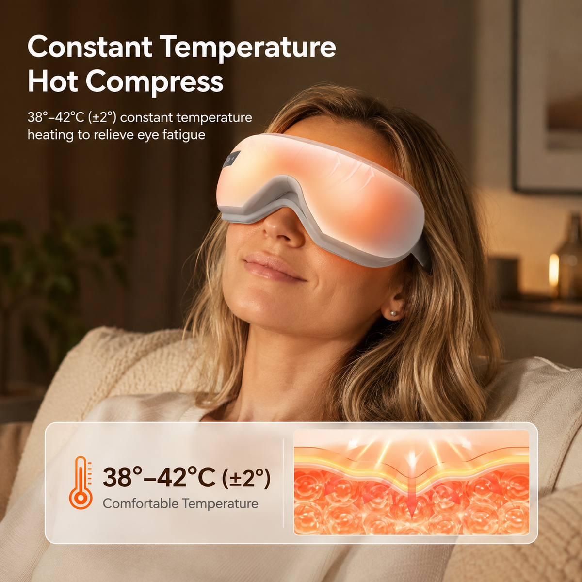 Heated Eye Massager with Air Compression & Vibration - Averono