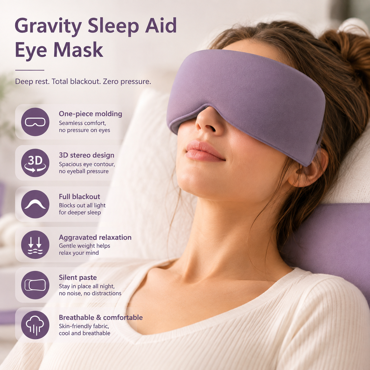 3D Weighted Sleep Eye Mask with Glass Beads & Light Blocking – Averono