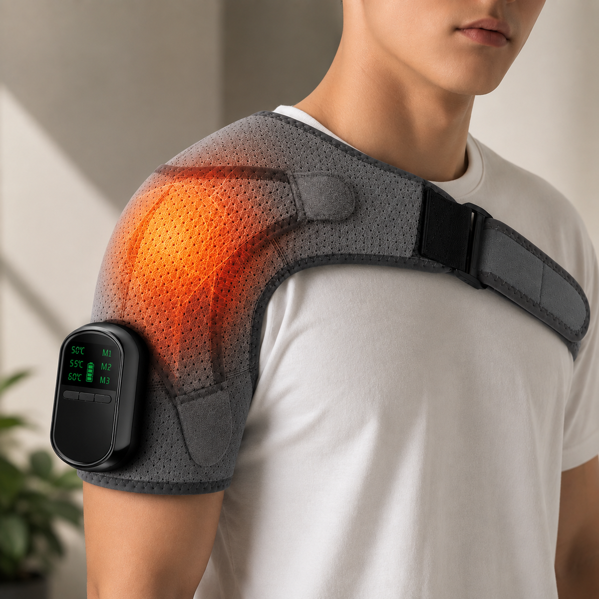 Rechargeable Heated Shoulder Wrap with Vibration Massage - Averono