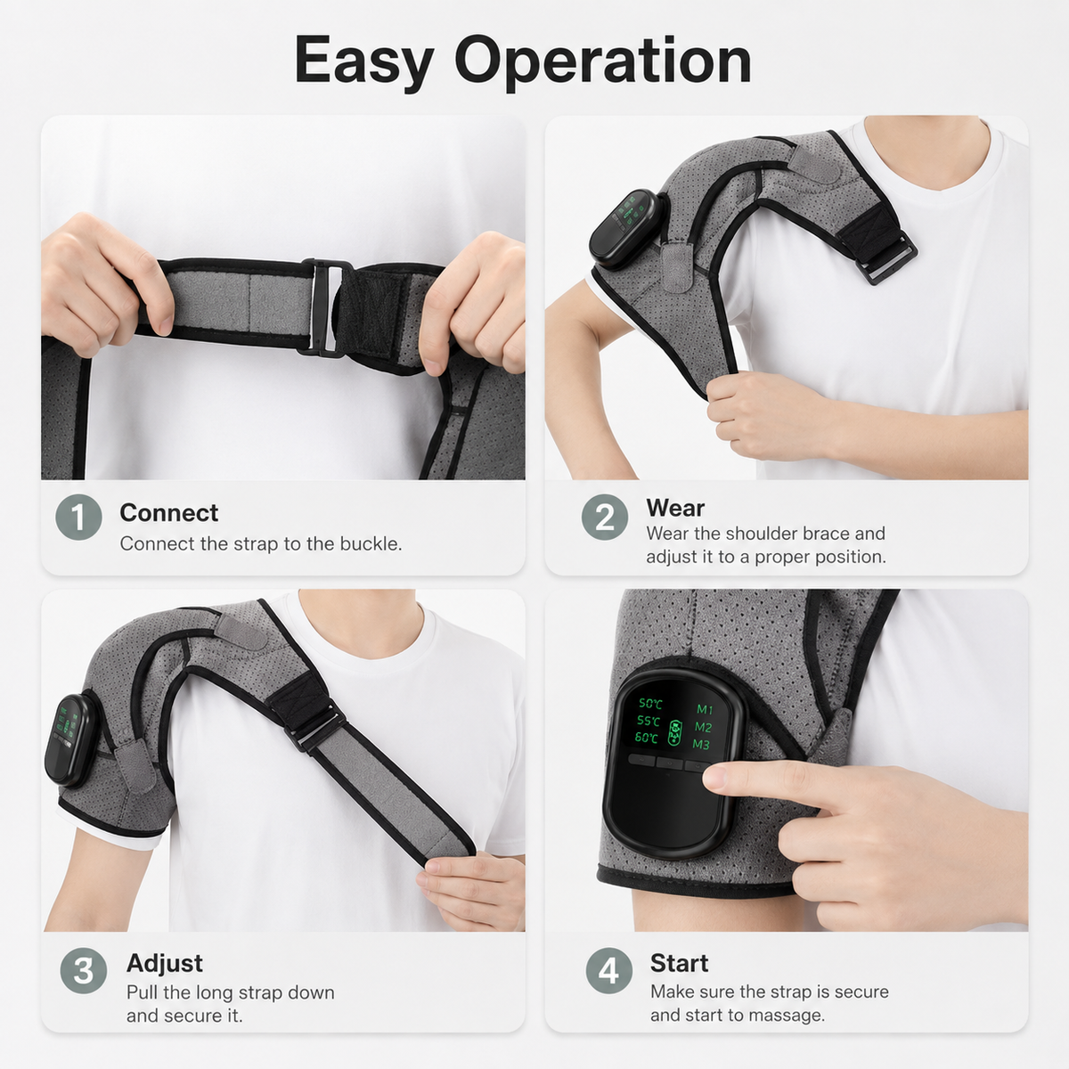 Rechargeable Heated Shoulder Wrap with Vibration Massage - Averono