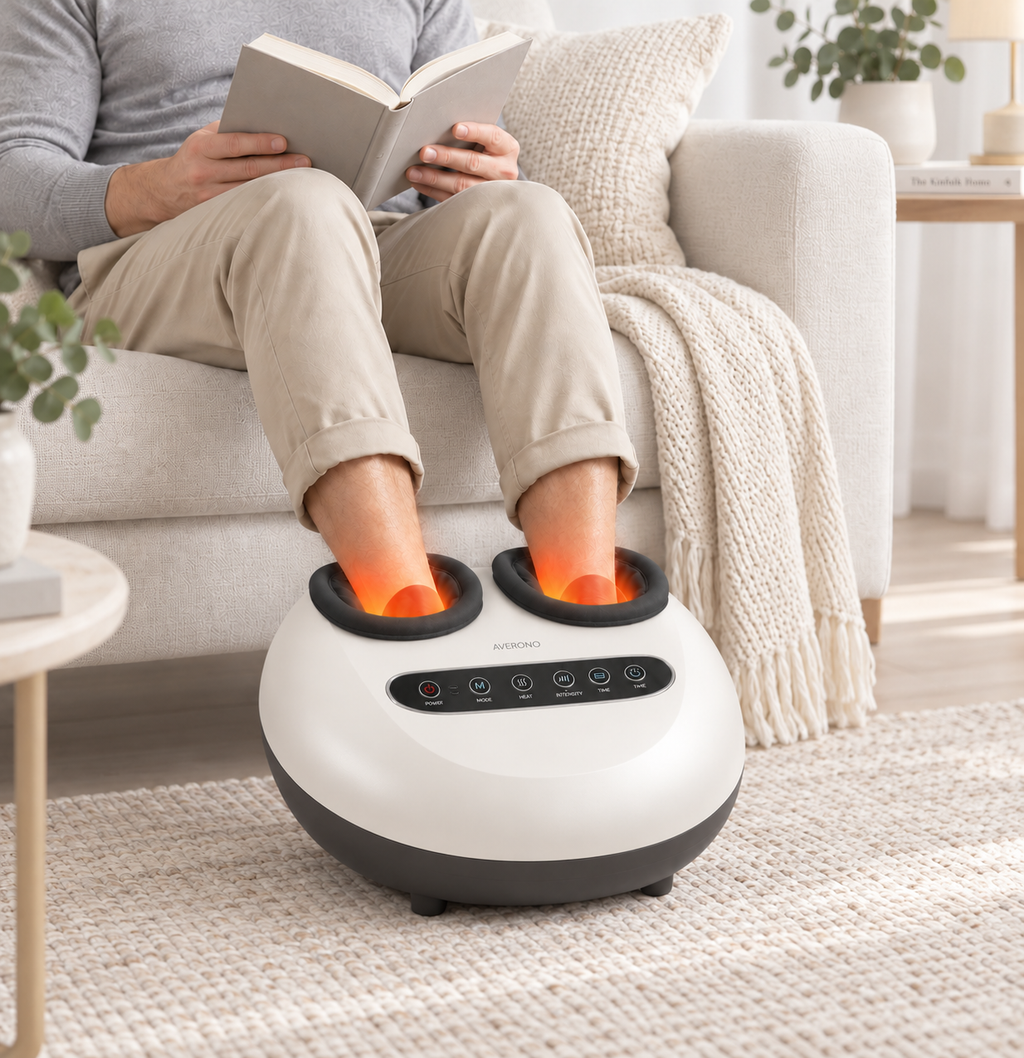 Heated Foot Massager with Air Compression, Kneading & Remote Control – Averono