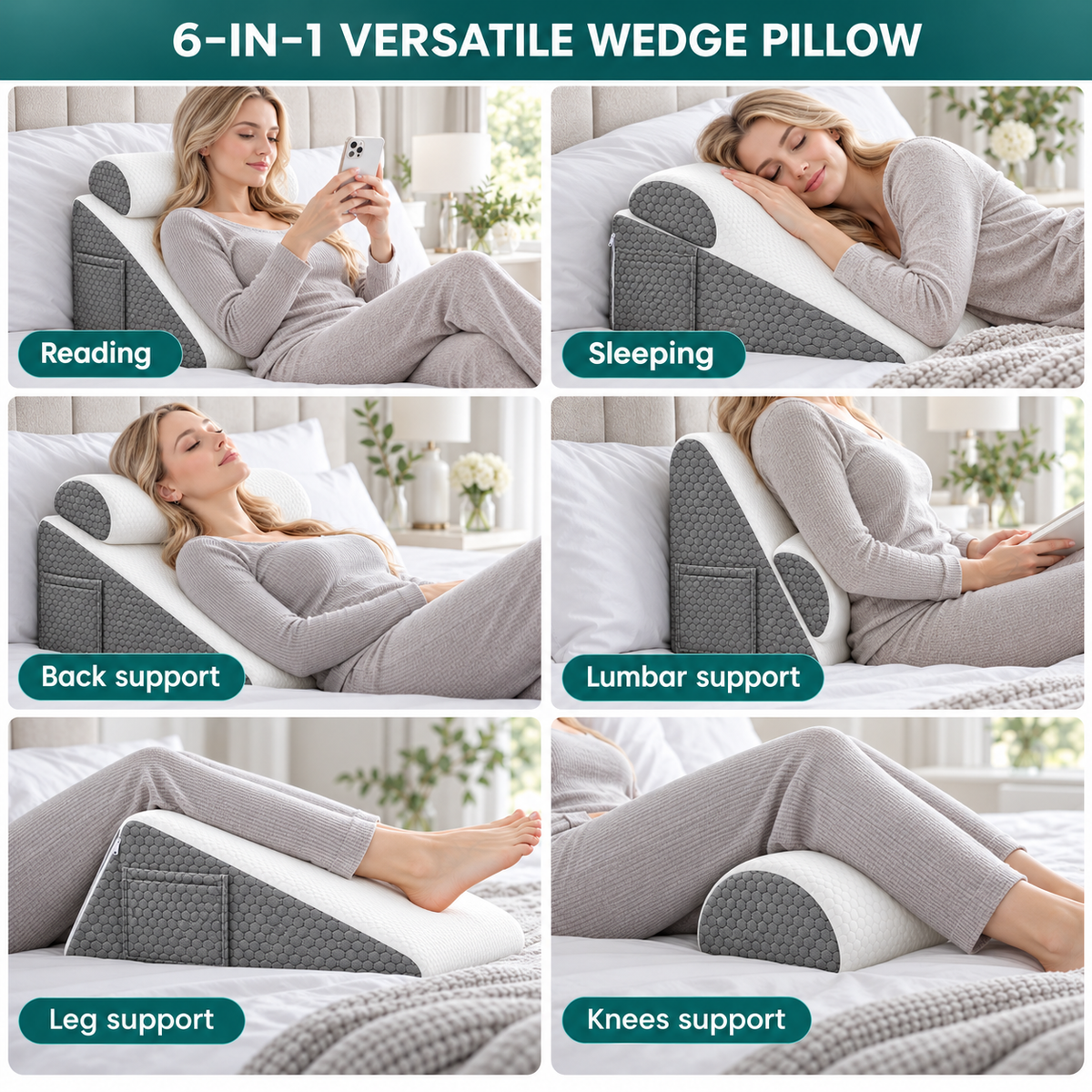 Averono Ergonomic Memory Foam Wedge Pillow with Headrest