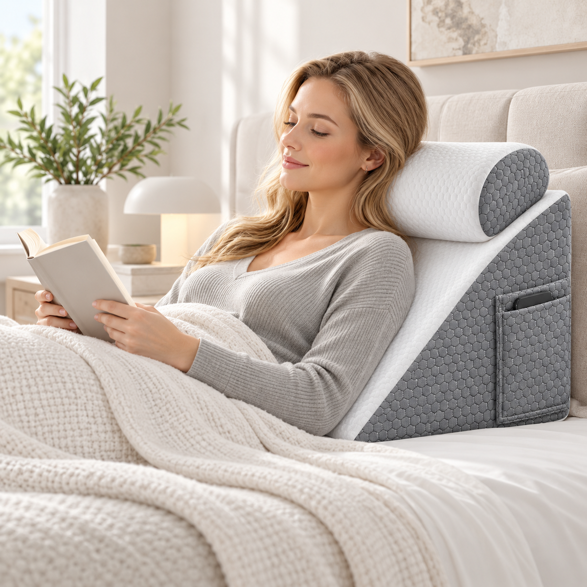 Averono Ergonomic Memory Foam Wedge Pillow with Headrest