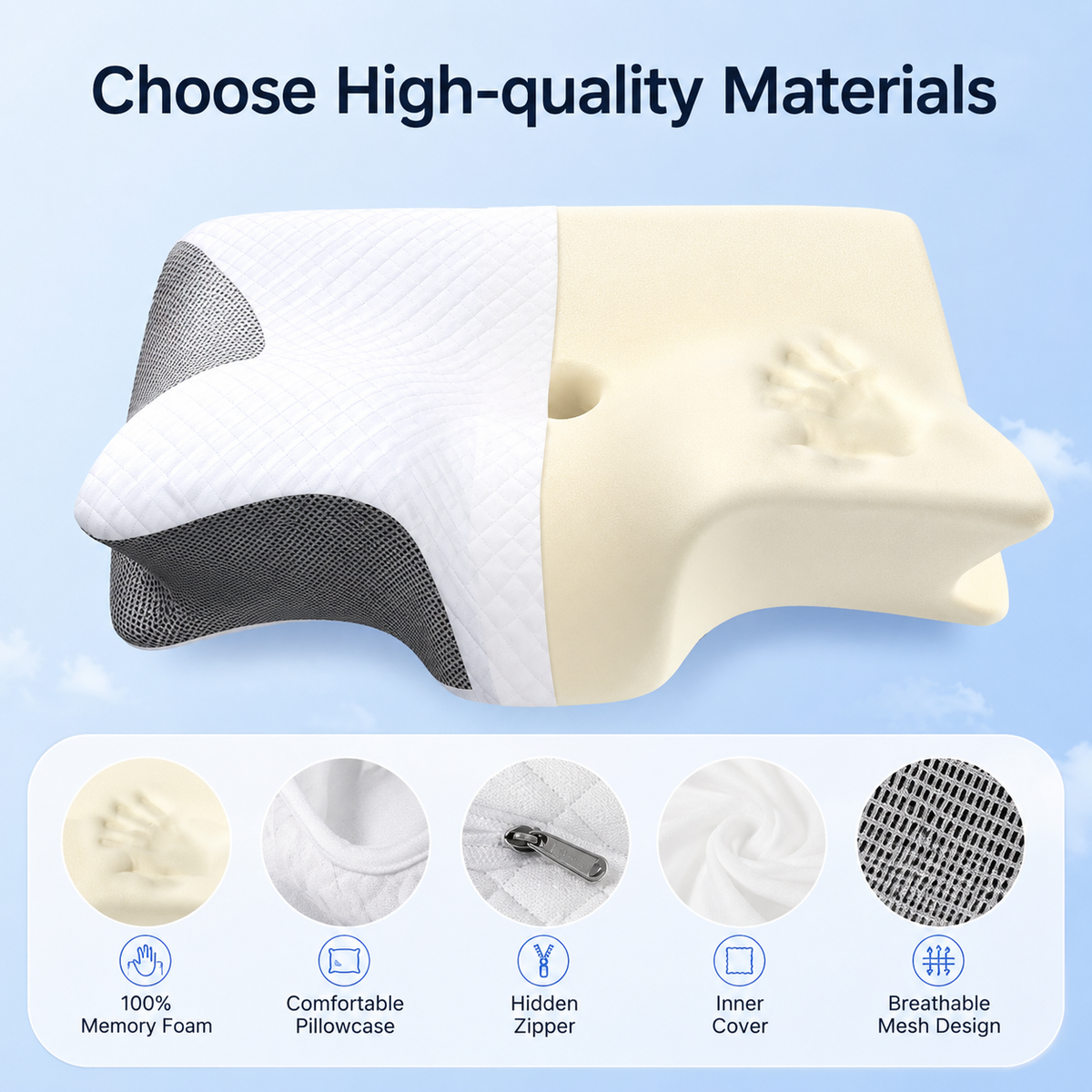 Ergonomic Memory Foam Cervical Support Pillow - Averono