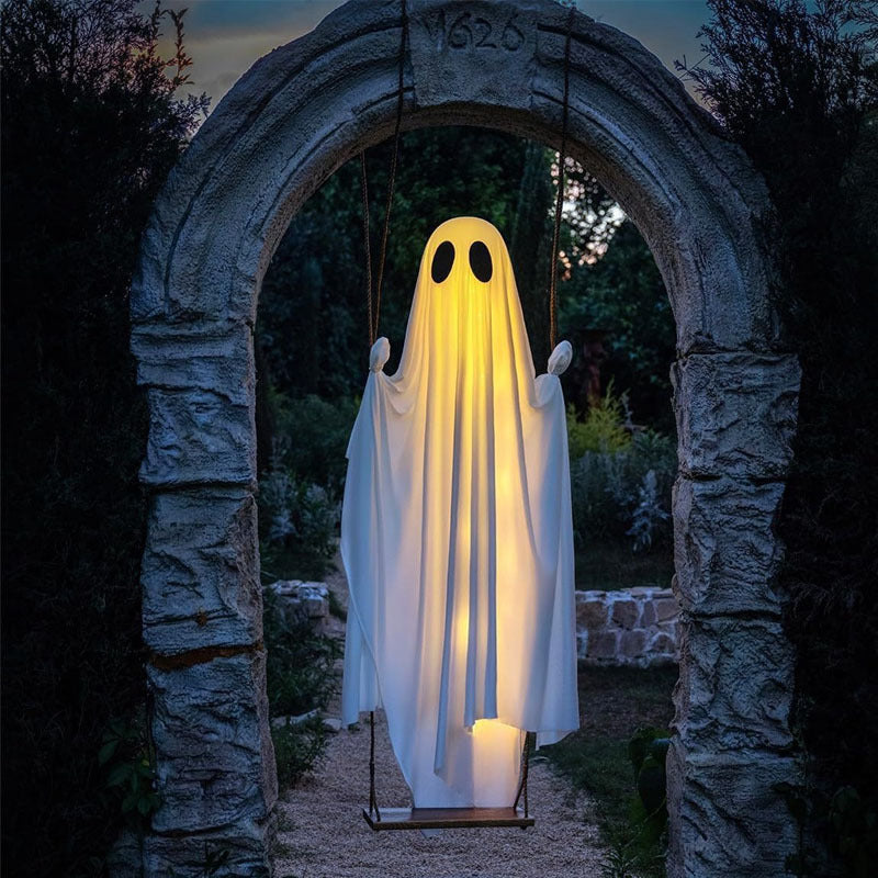 LED Illuminated Hanging Ghost Decor for Outdoor Halloween