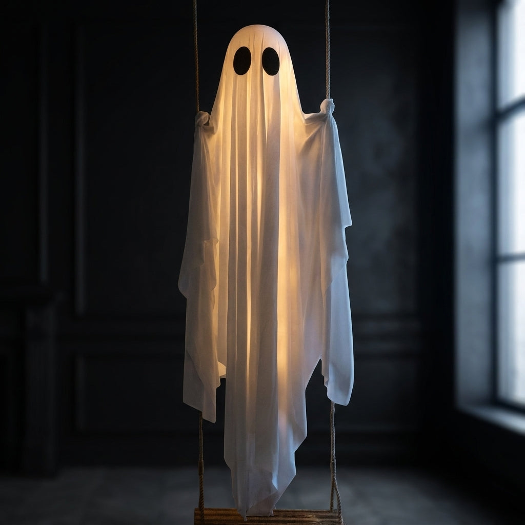 LED Illuminated Hanging Ghost Decor for Outdoor Halloween